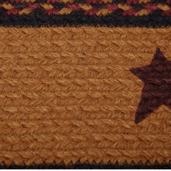 Farmhouse Star Jute Braided Oval Rug Stenciled Autumn Fall Decor Floor Mat - Picture 3 of 7